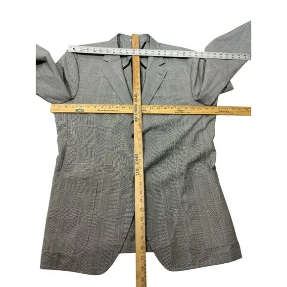 Petter Millar Bespoke Sport Coat Jacket Gray Glen Plaid Men's 44L NWT Nice